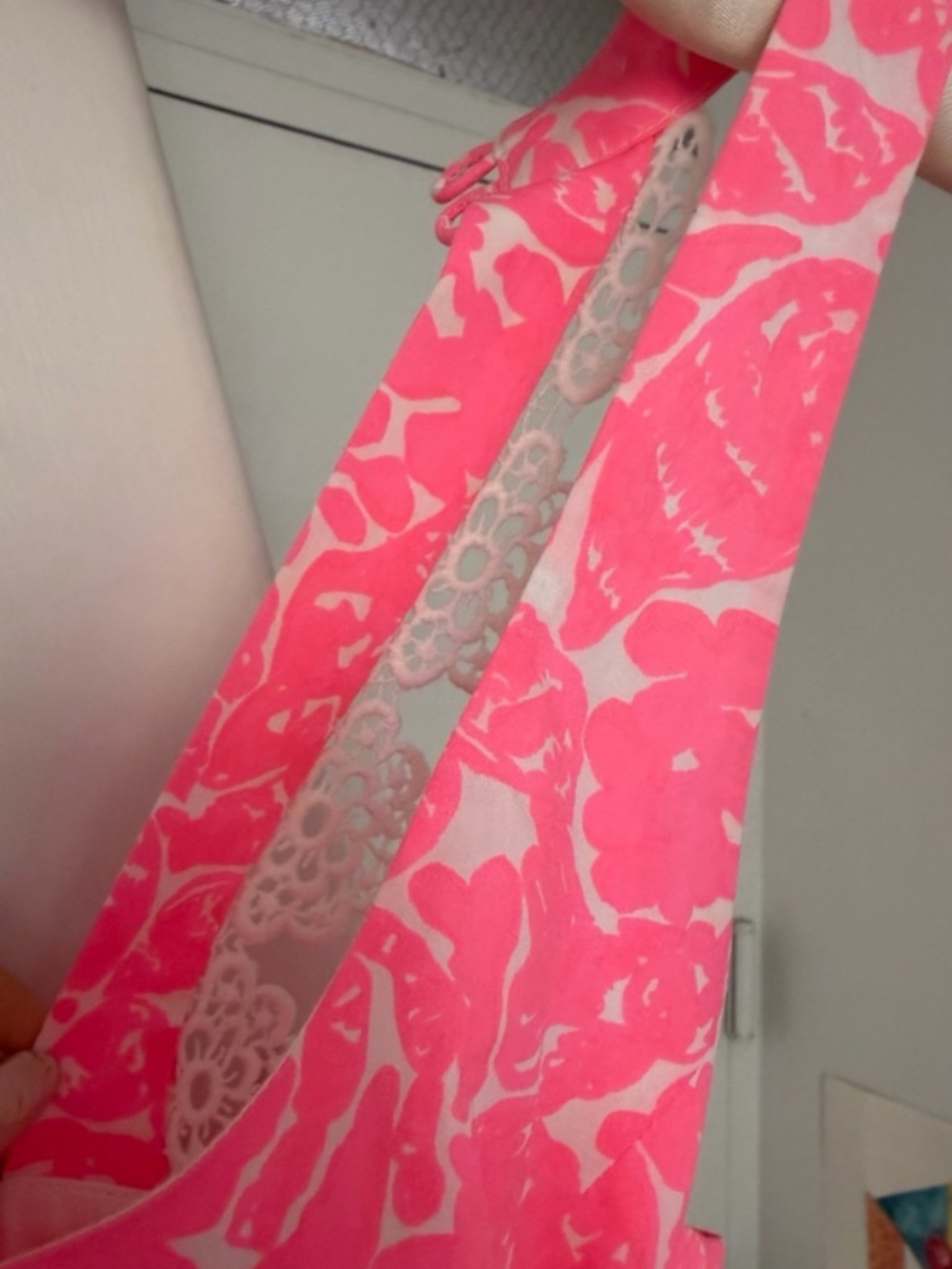 NEW Lilly Pulitzer Flared Swing Dress Size 4 Pink Floral Print With Lace Trim - Picture 7 of 12